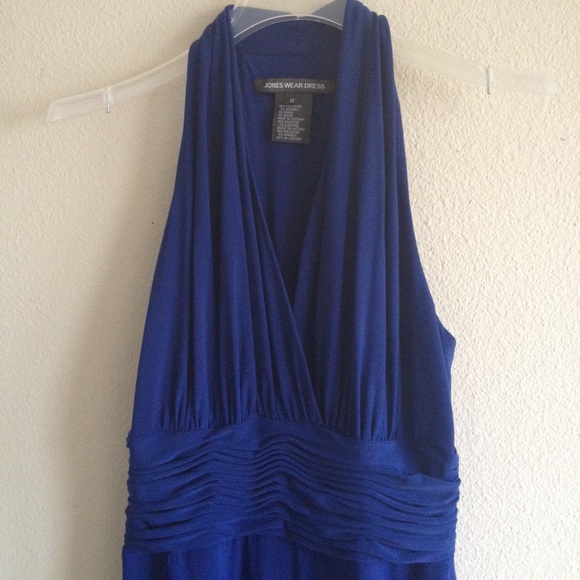 Jones Wear Halter Fit Flair Occasions Blue Dress 8 - Picture 5 of 7